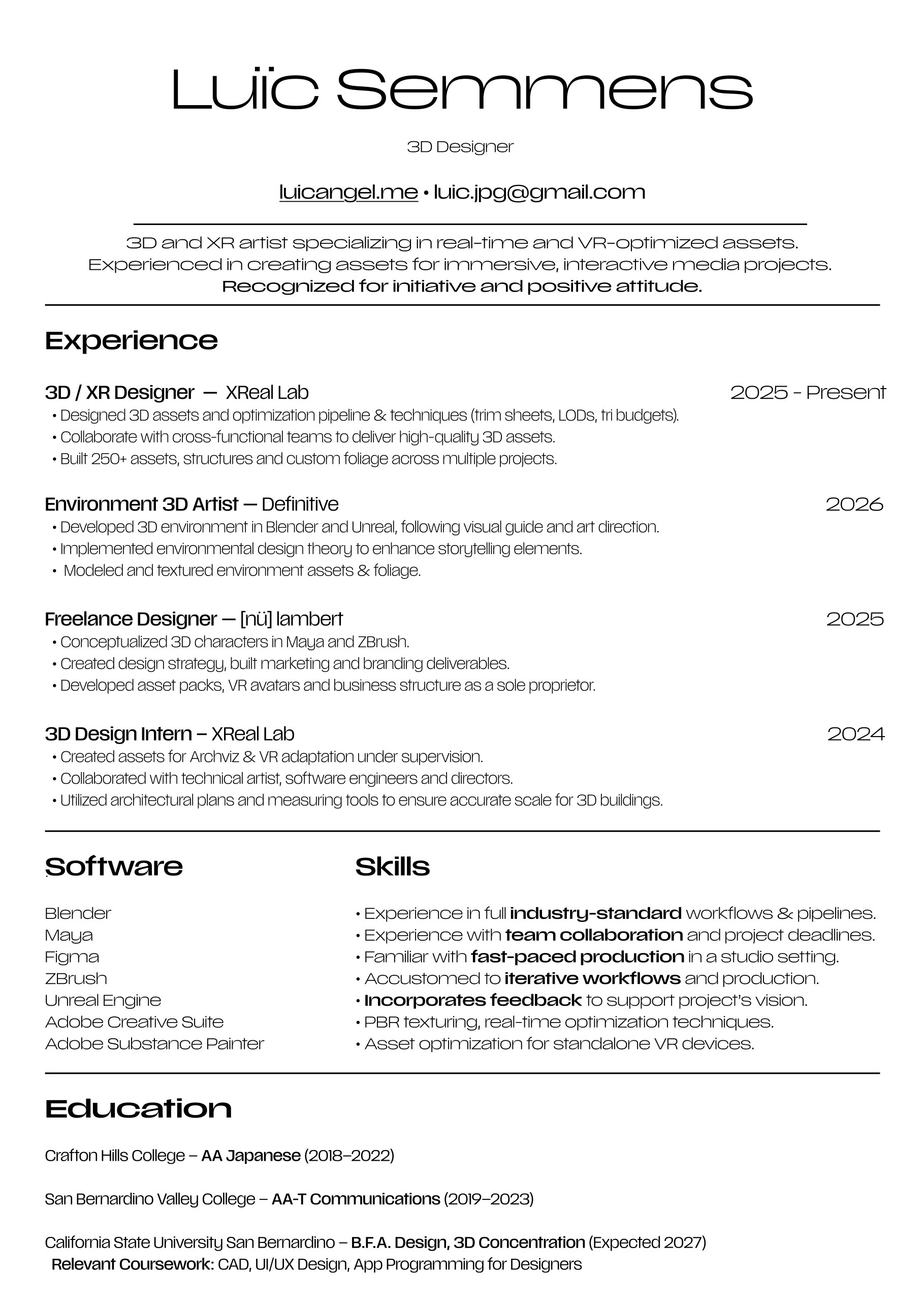 Resume page 1